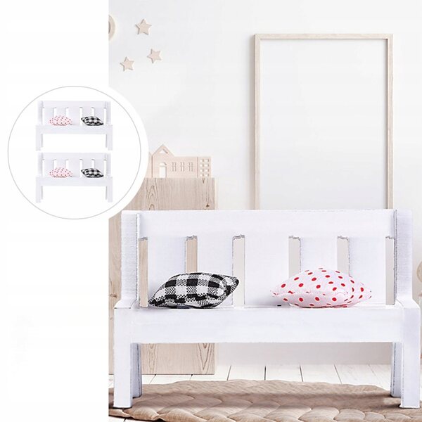 Set 2 Miniature Eleganti Panche Bianche in Legno per Decorazioni Domestiche e Giardino