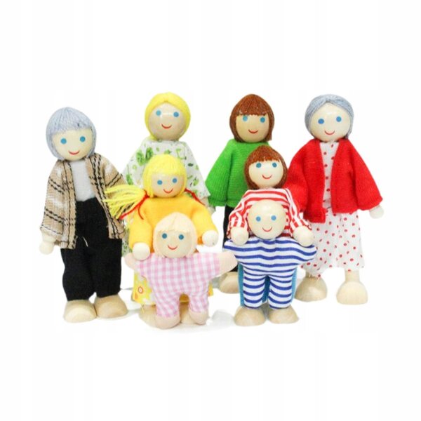 Bewegliches Familien-Puppenhaus-Puppenset aus Holz für Kinder