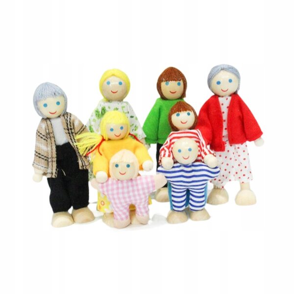Bewegliches Familien-Puppenhaus-Puppenset aus Holz für Kinder