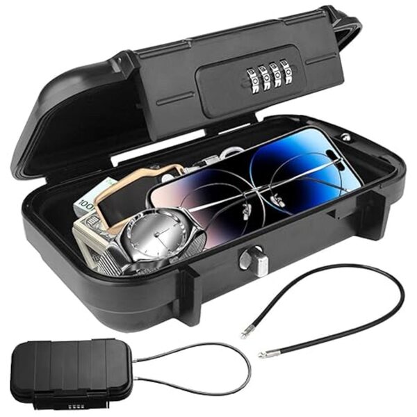 Sejf portatile impermeabile con combinazione a 4 cifre e cavo d'acciaio