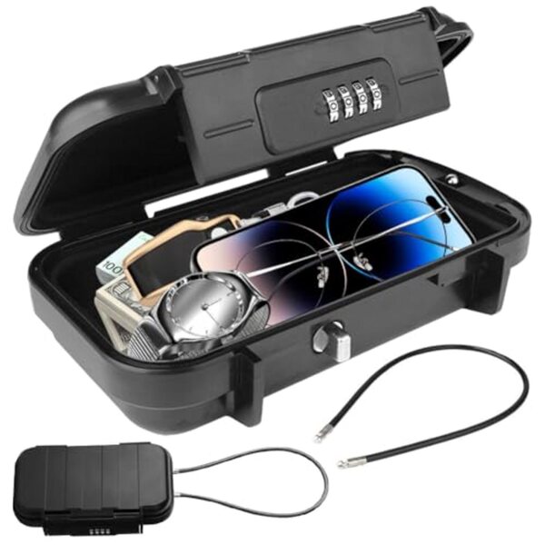 Sejf portatile impermeabile con combinazione a 4 cifre e cavo d'acciaio