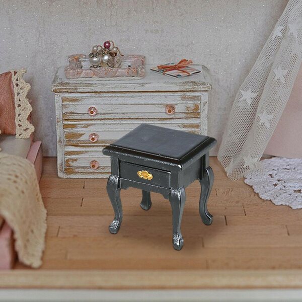 1:12 Puppenhaus Miniatur-Nachttisch aus Holz mit Schublade
