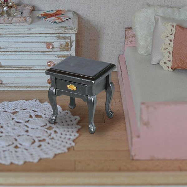1:12 Puppenhaus Miniatur-Nachttisch aus Holz mit Schublade