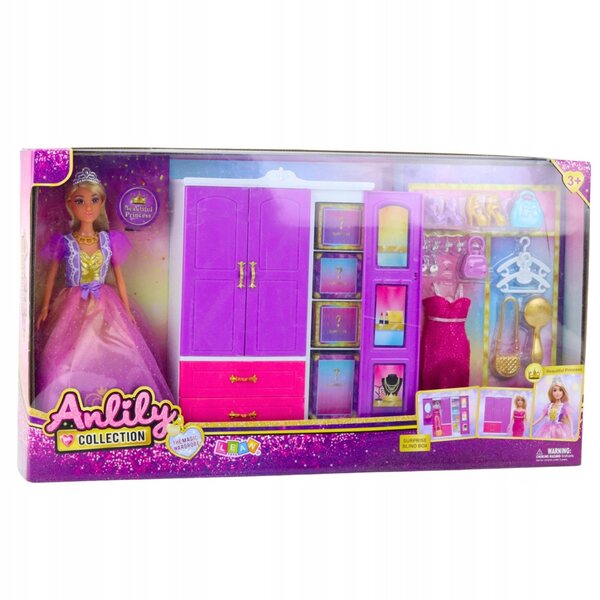 Bambola Anlily da 30 cm con armadio e 20 accessori: un set moda per bambini