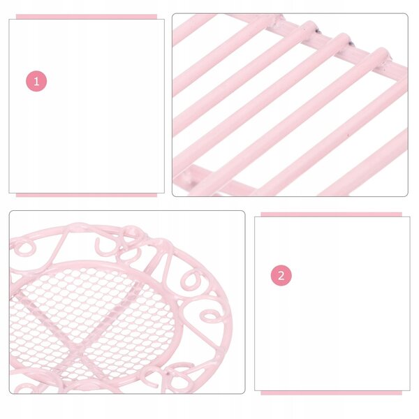 Set Miniature Tavolino e Sedie Rosa in Ferro per Case delle Bambole