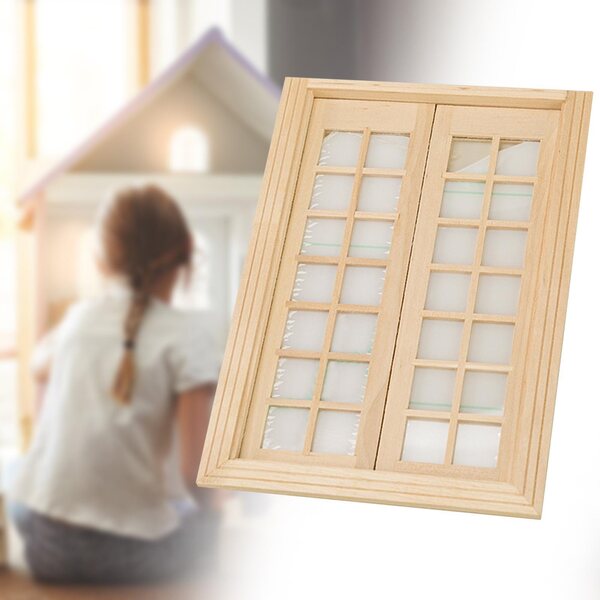 1:12 Fensterminiatur aus Holz für Puppenhaus, Basteldekoration