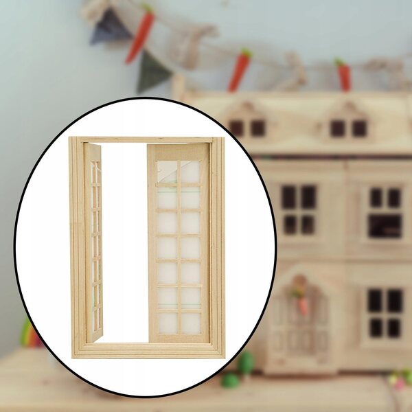 1:12 Fensterminiatur aus Holz für Puppenhaus, Basteldekoration