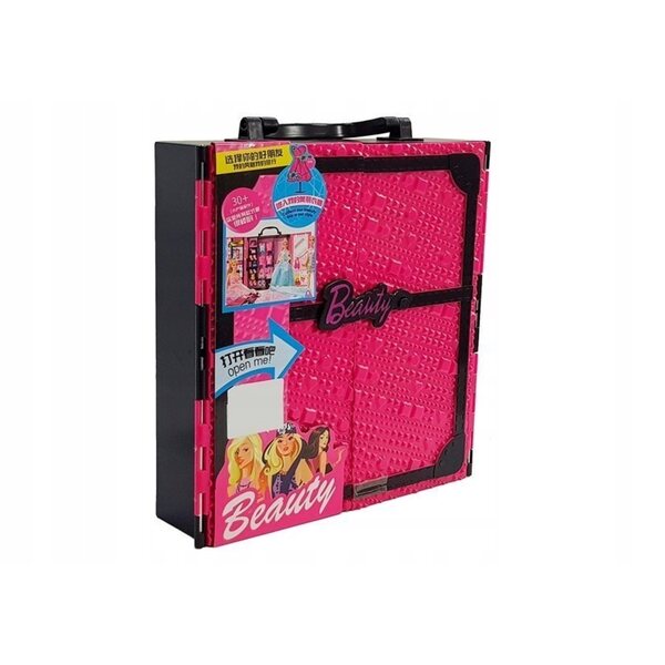 Guardaroba Fashion per Bambole, Valigia Rosa con Accessori per Bambini 3+