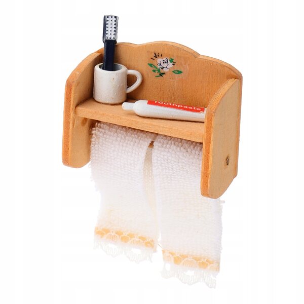 Badezimmerminiatur aus Holz für Puppenhaus – realistisches Accessoire im Maßstab 1:12