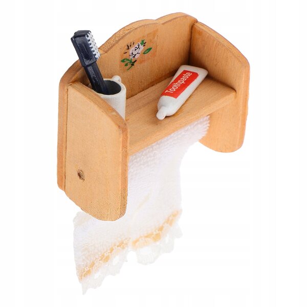 Badezimmerminiatur aus Holz für Puppenhaus – realistisches Accessoire im Maßstab 1:12