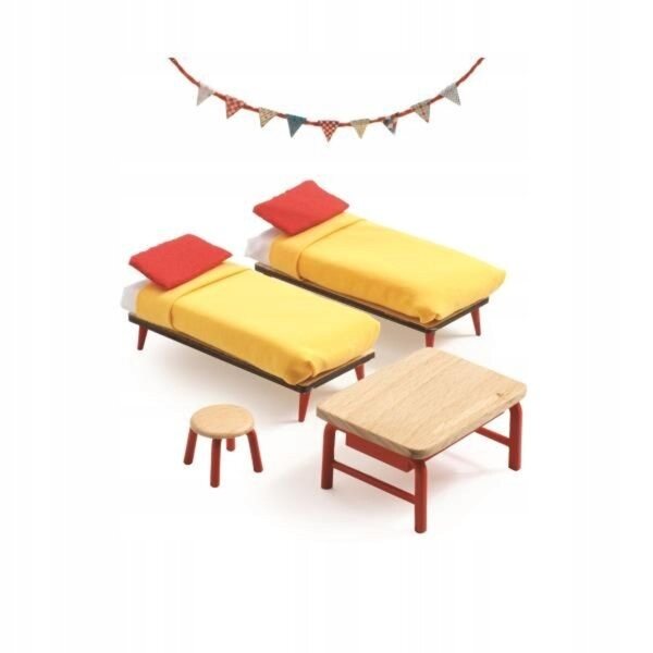 Djeco Möbel für Puppenhaus Schlafzimmer Kinder 4+ Holz und Kunststoff