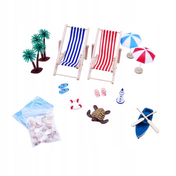 Puppenhaus-Miniatur-Stranddekoration mit Sommeraccessoires