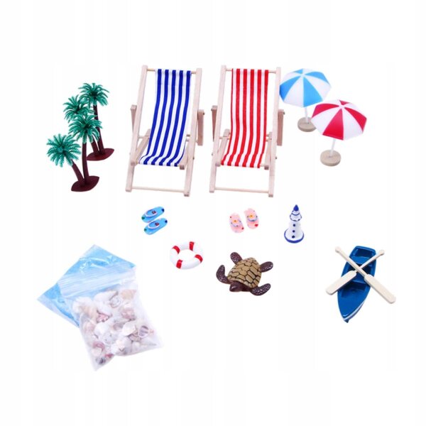 Decorazione miniatura spiaggia per casa delle bambole con accessori estivi