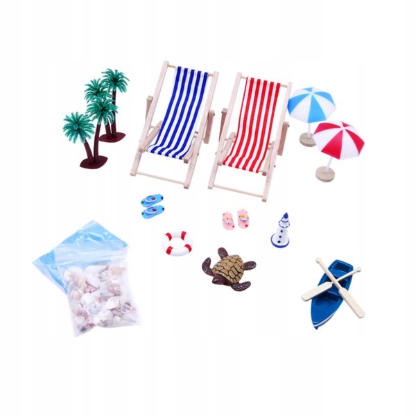 Decorazione miniatura spiaggia per casa delle bambole con accessori estivi