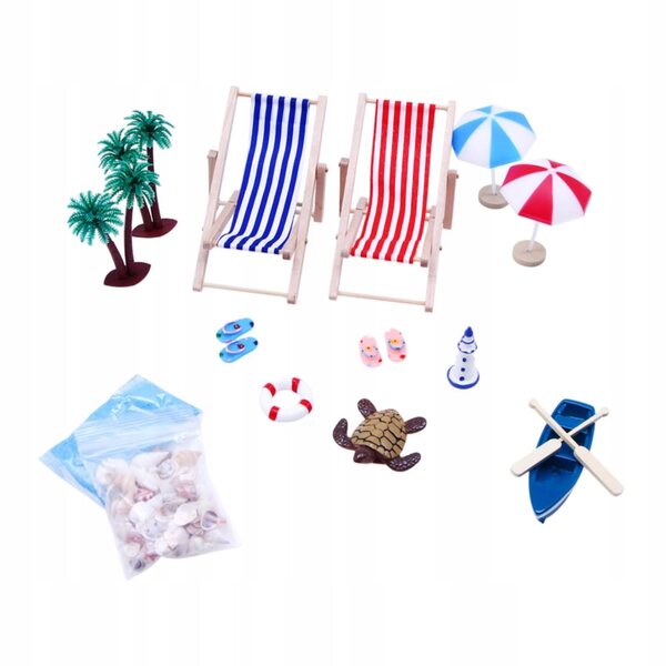 Decorazione miniatura spiaggia per casa delle bambole con accessori estivi