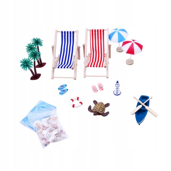Decorazione miniatura spiaggia per casa delle bambole con accessori estivi