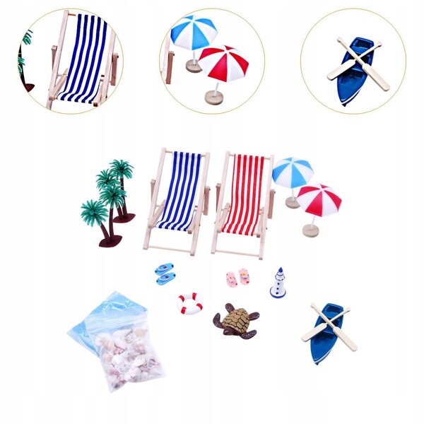 Decorazione miniatura spiaggia per casa delle bambole con accessori estivi