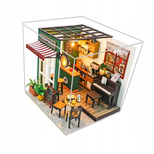 Holzmöbelset für DIY-Puppenhaus mit LED und mehrfarbigem Zubehör