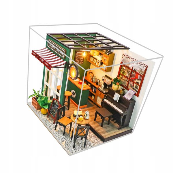 Holzmöbelset für DIY-Puppenhaus mit LED und mehrfarbigem Zubehör