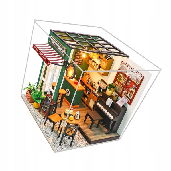 Holzmöbelset für DIY-Puppenhaus mit LED und mehrfarbigem Zubehör
