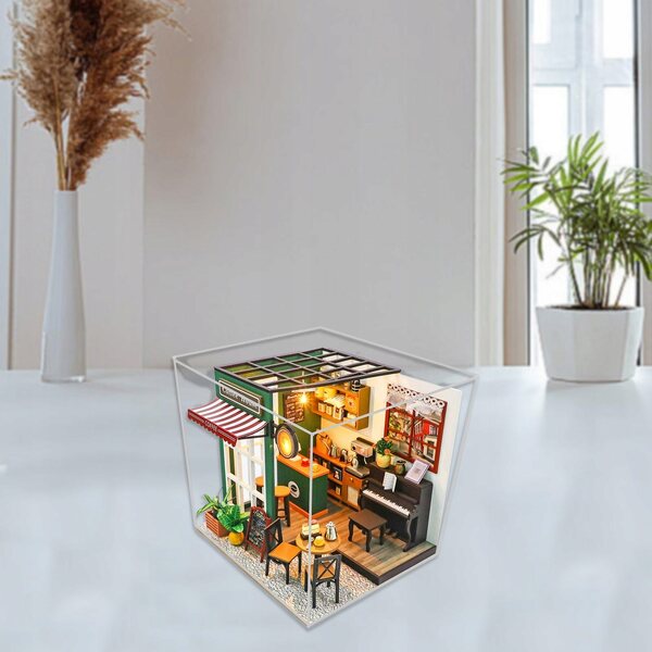 Holzmöbelset für DIY-Puppenhaus mit LED und mehrfarbigem Zubehör