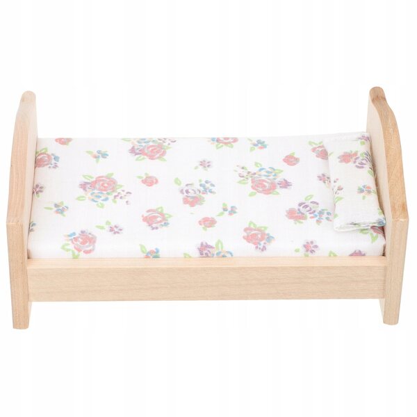 Mini letto in legno per case di bambole decorativo multicolore 13,5x8x5 cm