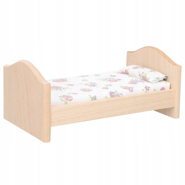 Mini letto in legno per case di bambole decorativo multicolore 13,5x8x5 cm