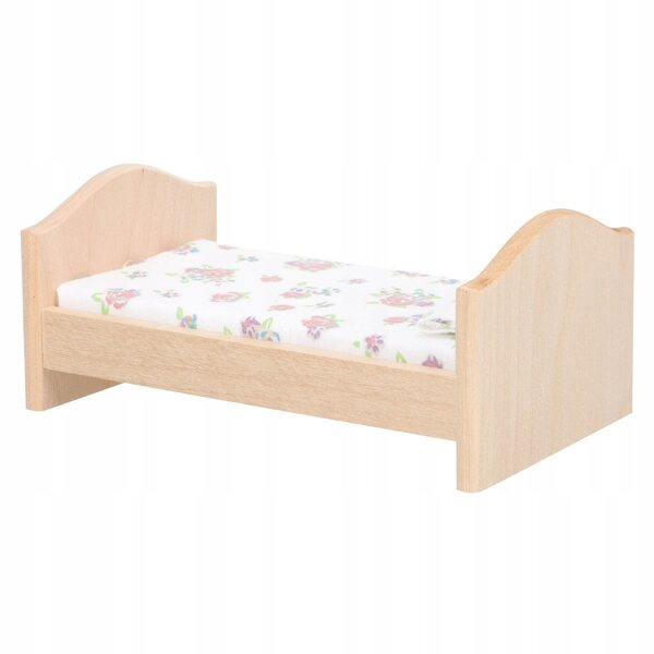 Mini letto in legno per case di bambole decorativo multicolore 13,5x8x5 cm