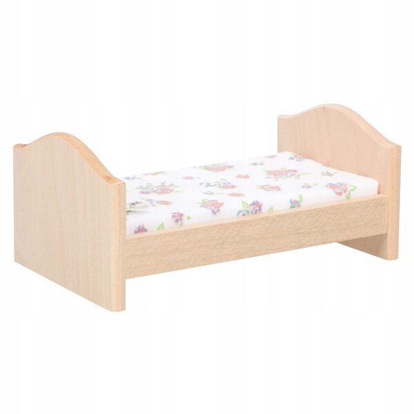 Mini letto in legno per case di bambole decorativo multicolore 13,5x8x5 cm