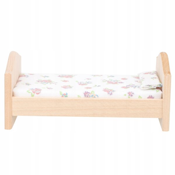 Mini letto in legno per case di bambole decorativo multicolore 13,5x8x5 cm