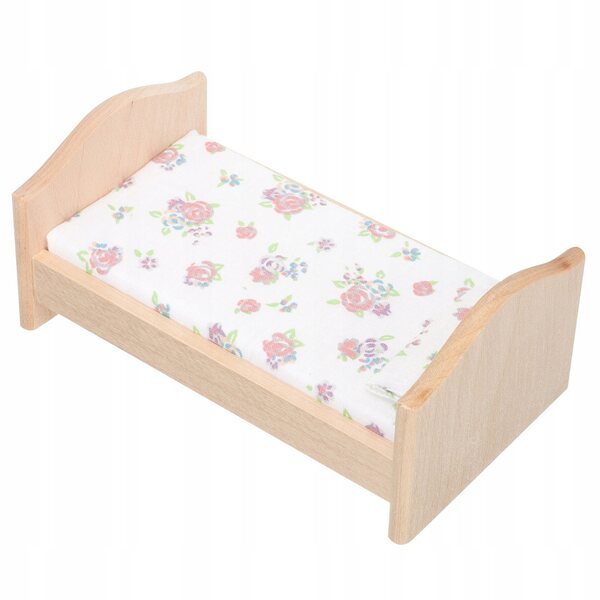 Mini letto in legno per case di bambole decorativo multicolore 13,5x8x5 cm