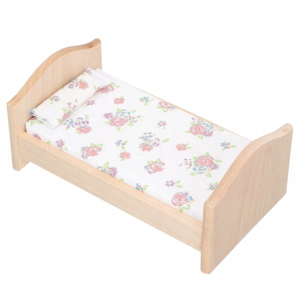 Mini letto in legno per case di bambole decorativo multicolore 13,5x8x5 cm