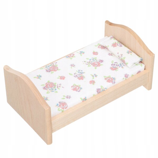 Mini letto in legno per case di bambole decorativo multicolore 13,5x8x5 cm