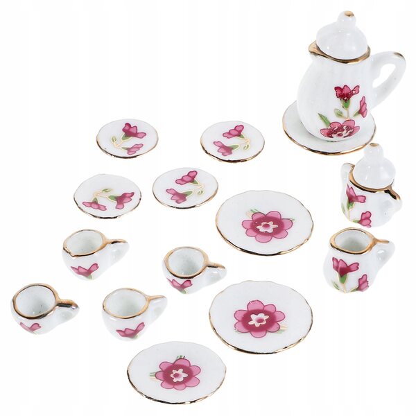 ZESTAW PORCELANOWYCH NACZYŃ KUCHENNYCH DO DOMKU DLA LALEK