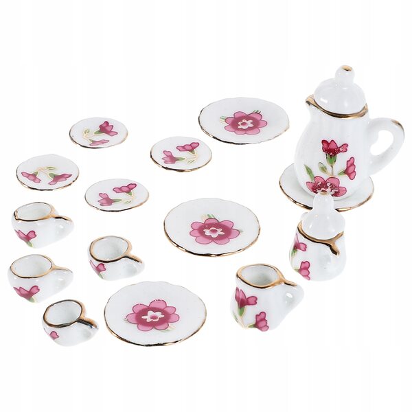 ZESTAW PORCELANOWYCH NACZYŃ KUCHENNYCH DO DOMKU DLA LALEK