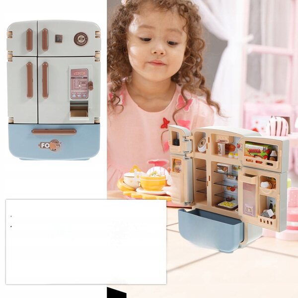 Mini Set Cucina Giocattolo con Frigorifero e Alimenti in Plastica per Bambini