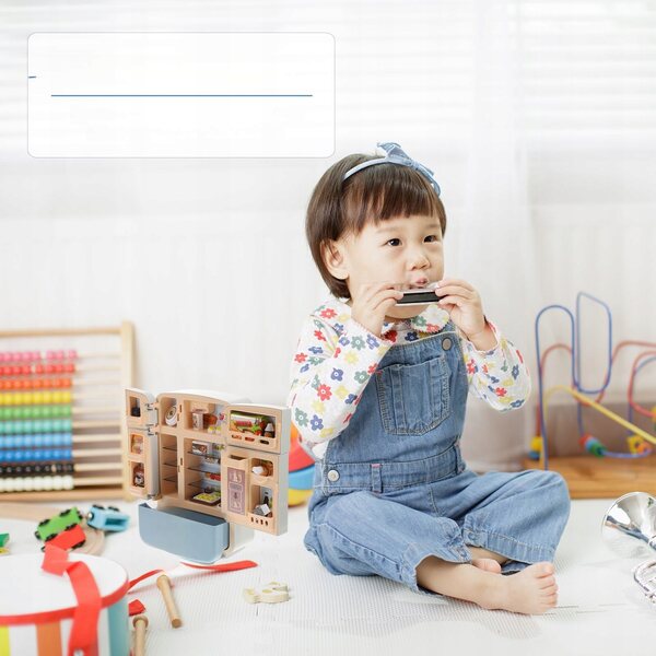 Mini Set Cucina Giocattolo con Frigorifero e Alimenti in Plastica per Bambini