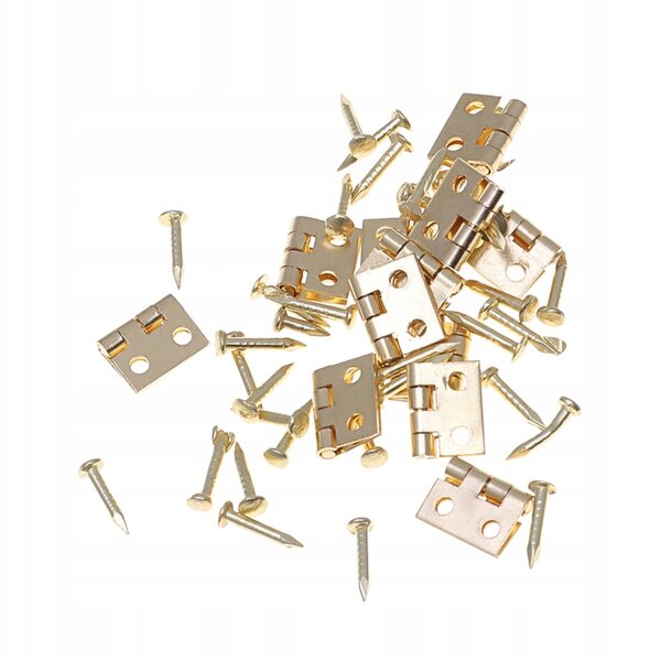 1/12 Mini goldene Scharniere für Miniaturmöbel – 24 Stück mit Schrauben