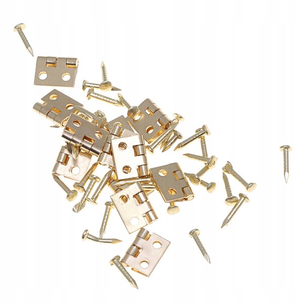 1/12 Mini goldene Scharniere für Miniaturmöbel – 24 Stück mit Schrauben