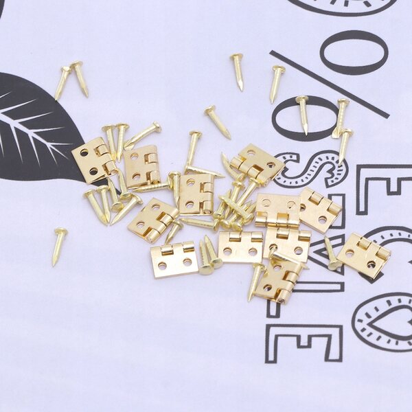 1/12 Mini goldene Scharniere für Miniaturmöbel – 24 Stück mit Schrauben