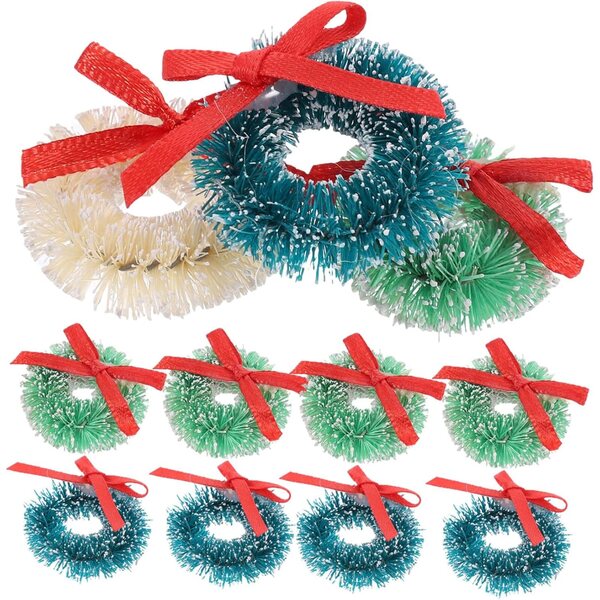 Ghirlande Natalizie Miniature 15pz Garneck in Sisal Colorate per Decorazioni Festive