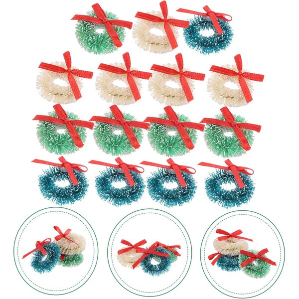 Ghirlande Natalizie Miniature 15pz Garneck in Sisal Colorate per Decorazioni Festive