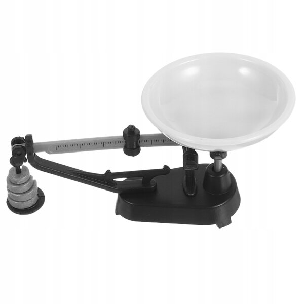 Miniatura bilancia vintage nera in plastica per casa delle bambole 5,5x3,5 cm