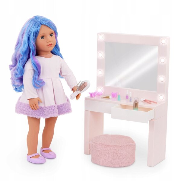 Our Generation Toaletka Glam & Glow mit Zubehör für Kinder ab 3 Jahren