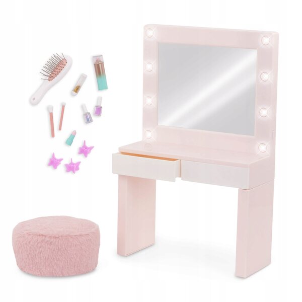 Our Generation Toaletka Glam & Glow mit Zubehör für Kinder ab 3 Jahren