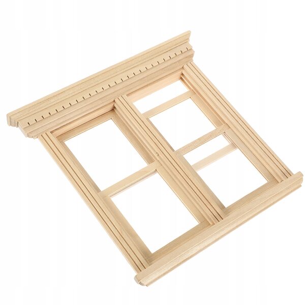 Mini finestra in legno beige per casa delle bambole, ideale decorazione DIY
