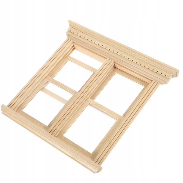 Mini finestra in legno beige per casa delle bambole, ideale decorazione DIY