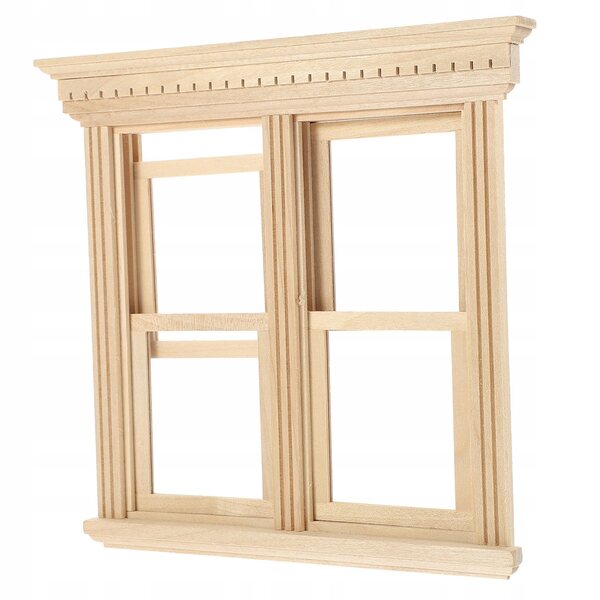 Mini finestra in legno beige per casa delle bambole, ideale decorazione DIY