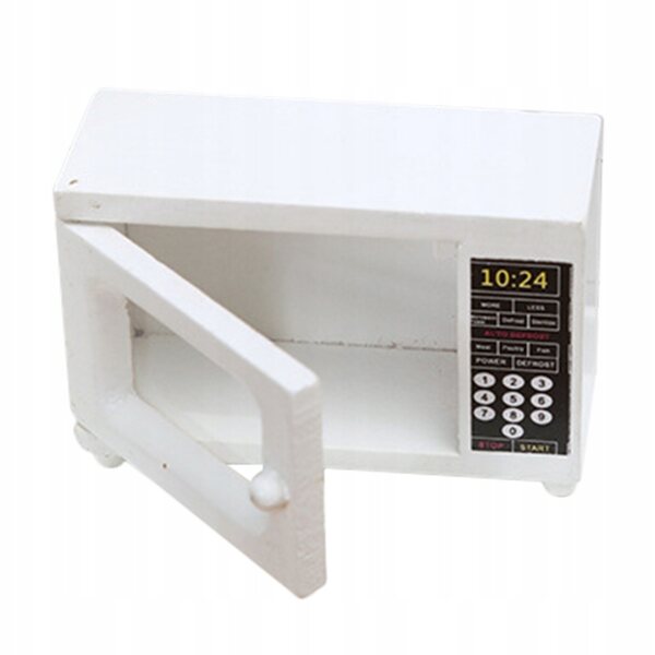 Mini Microonde in Legno Bianco per Casa delle Bambole, Accessorio Decorativo