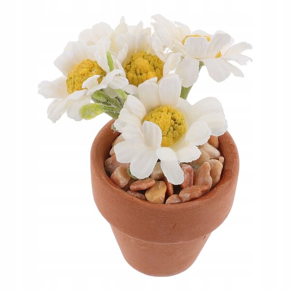 Miniatura pianta in vaso con margherita realistica per decorazioni domestiche